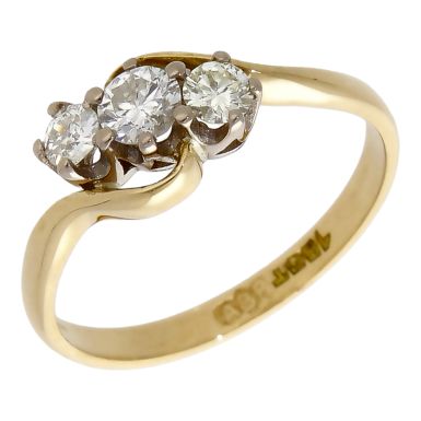 Pre-Owned 18ct Yellow Gold 0.50ct Diamond Trilogy Twist Ring