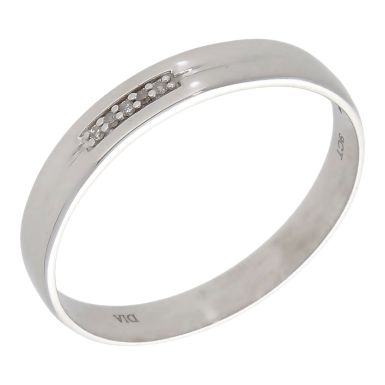 Pre-Owned 9ct White Gold Diamond Set I Love You Band Ring