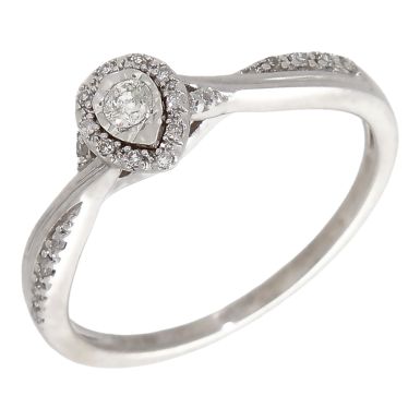 Pre-Owned 9ct White Gold 0.15ct Diamond Pear Cluster Ring
