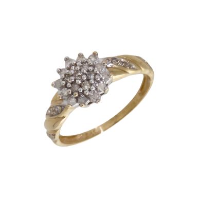 Pre-Owned 9ct Yellow Gold 0.25ct Diamond Cluster Ring