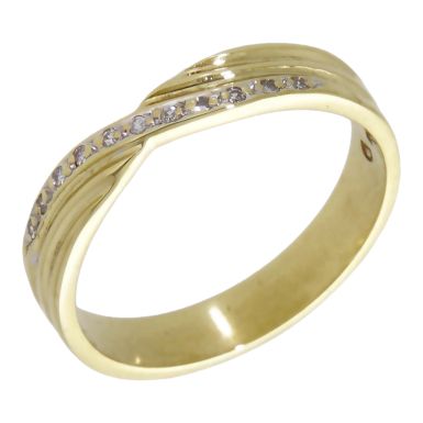 Pre-Owned 18ct Yellow Gold Diamond Set Crossover Wave Ring