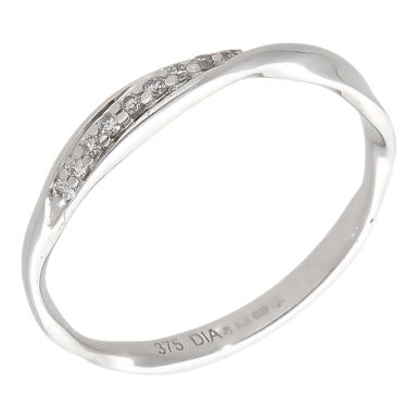 Pre-Owned 9ct White Gold Diamond Set Twist Band Dress Ring