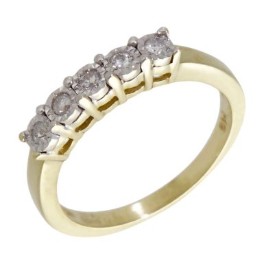 Pre-Owned 9ct Yellow Gold 0.15ct Diamond 5 Stone Eternity Ring