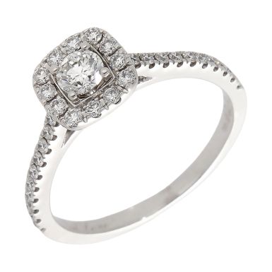 Pre-Owned 9ct White Gold 0.75ct Diamond Halo Ring