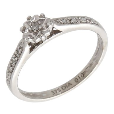 Pre-Owned 9ct White Gold 0.10ct Diamond Cluster Ring