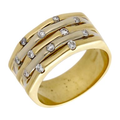 Pre-Owned 18ct Yellow & White Gold Diamond Set Multi Row Ring