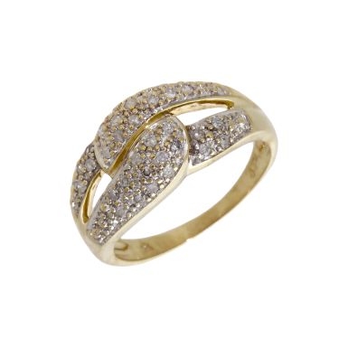 Pre-Owned 9ct Yellow Gold 0.25ct Diamond Linked Knot Dress Ring
