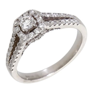 Pre-Owned 18ct White Gold 0.70ct Diamond Halo Cluster Ring