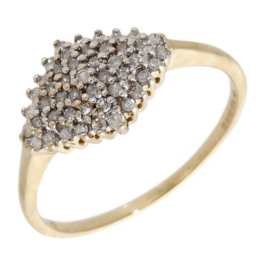 Pre-Owned 9ct Yellow Gold Diamond Cluster Ring