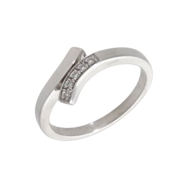 Pre-Owned 9ct White Gold Diamond Set Crossover Wave Ring
