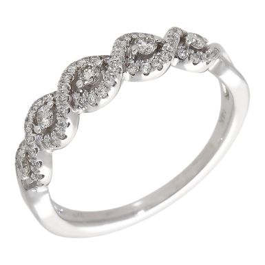 Pre-Owned 14ct White Gold 0.35ct Diamond Wave Dress Ring