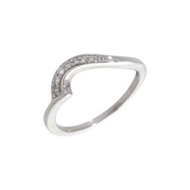 Pre-Owned 9ct White Gold Diamond Set Wave Shaped Dress Ring