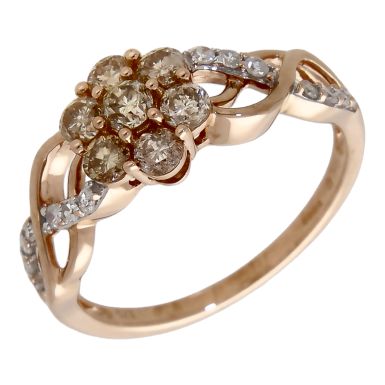 Pre-Owned 9ct Rose Gold 0.50ct Champagne Diamond Cluster Ring
