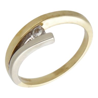 Pre-Owned 9ct Yellow & White Gold Diamond Set Crossover Ring