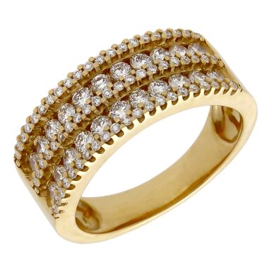 Pre-Owned 18ct Yellow Gold 1.00ct Diamond 5 Row Dress Ring
