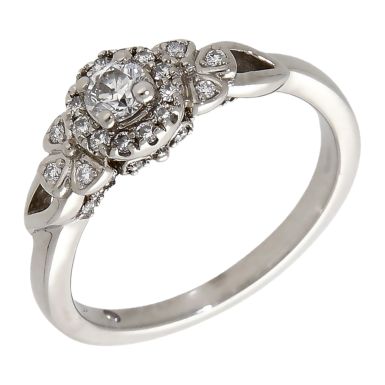 Pre-Owned Palladium 0.33ct Diamond Halo Cluster Ring