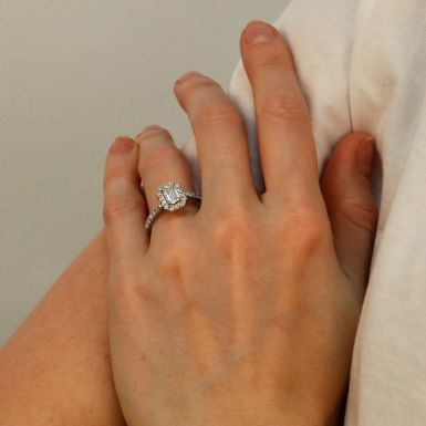 Pre-Owned Platinum 1.00ct GIA Emerald Cut Diamond Halo Ring