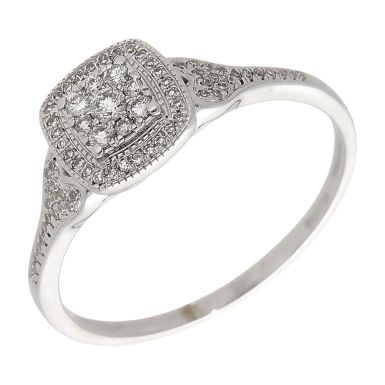 Pre-Owned 9ct White Gold Diamond Cluster Ring
