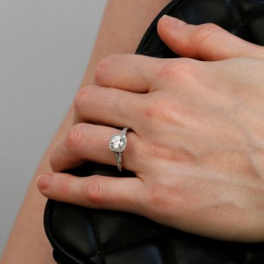 Pre-Owned 18ct White Gold 1.00ct Diamond Halo Cluster Ring