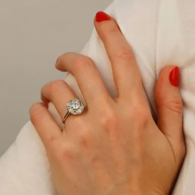 Pre-Owned 14ct White Gold 1.65ct Old Cut Diamond Cluster Ring