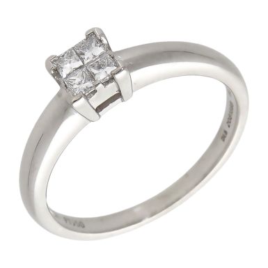 Pre-Owned Platinum 0.18ct Princess Cut Diamond Cluster Ring