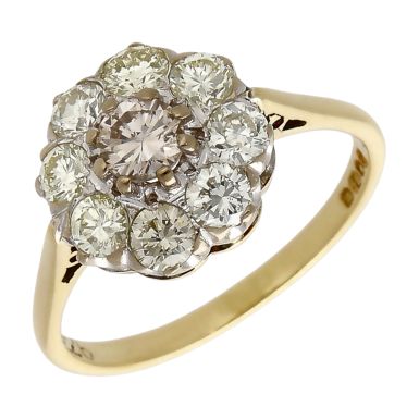 Pre-Owned 18ct Yelllow Gold 1.10ct Diamond Cluster Ring