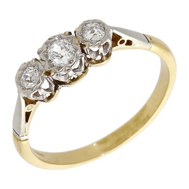 Pre-Owned 9ct Yellow Gold Diamond Trilogy Ring