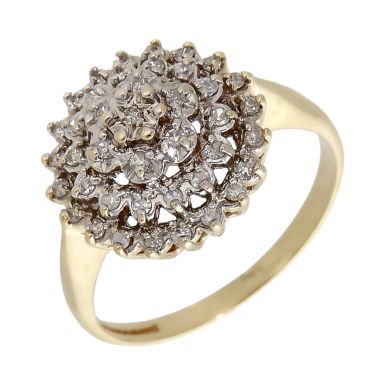 Pre-Owned 9ct Yellow Gold Diamond Cluster Ring