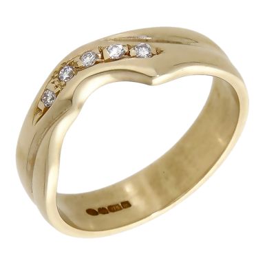 Pre-Owned 9ct Yellow Gold Diamond Set Shaped Band Ring