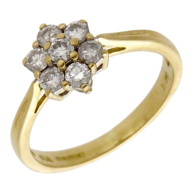 Pre-Owned 18ct Yellow Gold 0.50ct Diamond Cluster Ring