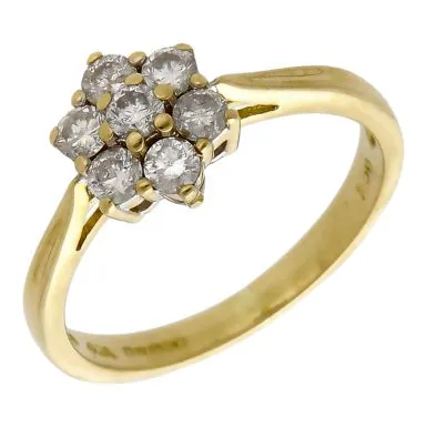 Pre-Owned 18ct Yellow Gold 0.50ct Diamond Cluster Ring
