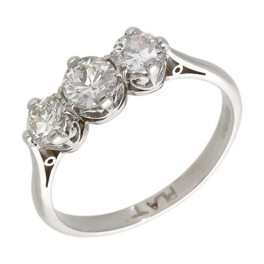 Pre-Owned Platinum 0.86ct Diamond Trilogy Ring