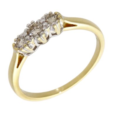 Pre-Owned 18ct Yellow Gold Diamond Trilogy Ring