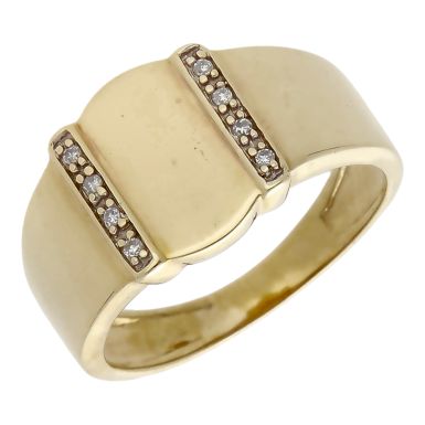 Pre-Owned 9ct Yellow Gold Diamond Set Signet Ring