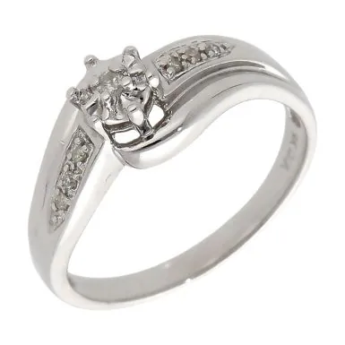 Pre-Owned 9ct White Gold Illusion Set Diamond Twist Ring