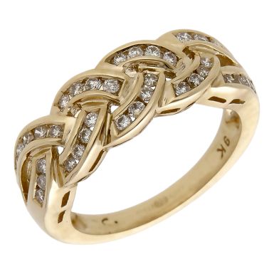 Pre-Owned 9ct Yellow Gold 0.50ct Diamond Weave Dress Ring