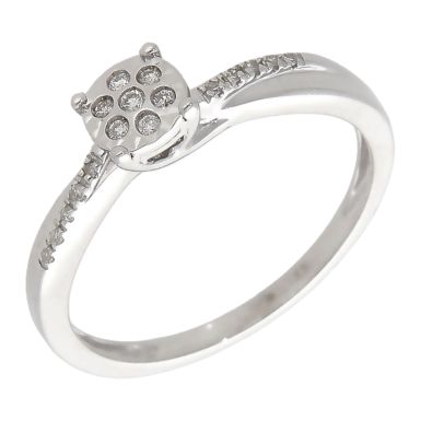 Pre-Owned 9ct White Gold 0.10ct Diamond Cluster Ring