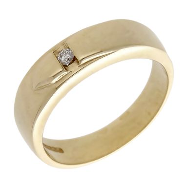 Pre-Owned 9ct Yellow Gold Diamond Set Belt Buckle Band Ring