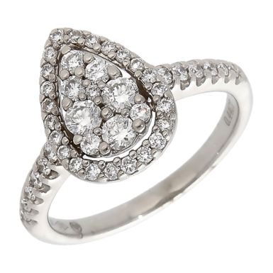 Pre-Owned 9ct White Gold 0.44ct Diamond Pear Cluster Ring