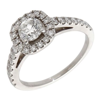 Pre-Owned 18ct White Gold 0.95ct Diamond Halo Ring