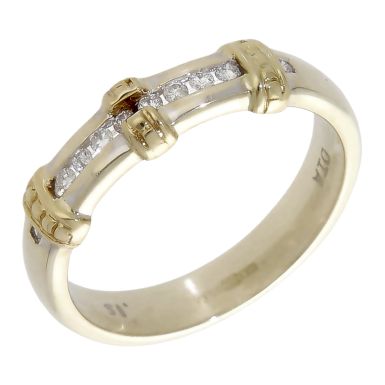 Pre-Owned 9ct White & Yellow Gold 0.15ct Diamond Set Band Ring