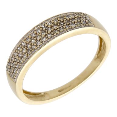 Pre-Owned 9ct Yellow Gold 0.20ct Diamond Multi Row Dress Ring