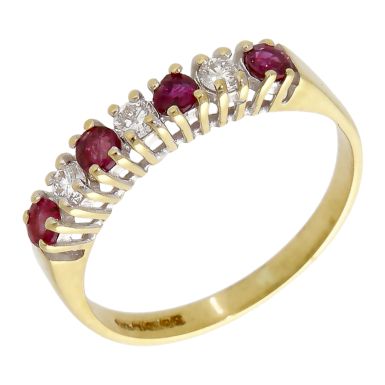 Pre-Owned 18ct Gold Red Spinel & Diamond Half Eternity Ring