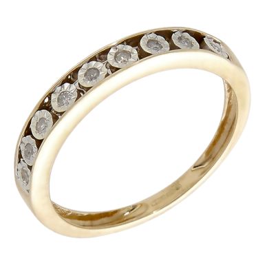 Pre-Owned 9ct Yellow Gold Illusion Set Diamond Eternity Ring