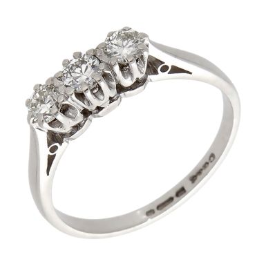 Pre-Owned 18ct White Gold 0.33ct Diamond Trilogy Ring