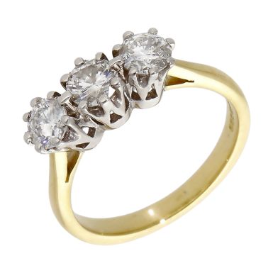 Pre-Owned 18ct Yellow Gold 1.00ct Diamond Trilogy Ring