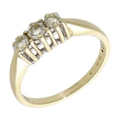 Pre-Owned 9ct Yellow Gold 0.25ct Diamond Trilogy Ring