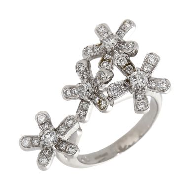Pre-Owned 18ct White Gold 1.00ct Diamond Flowers Dress Ring