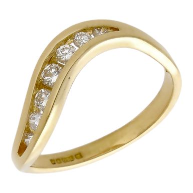 Pre-Owned Vintage 1985 18ct Yellow Gold Diamond Wave Ring
