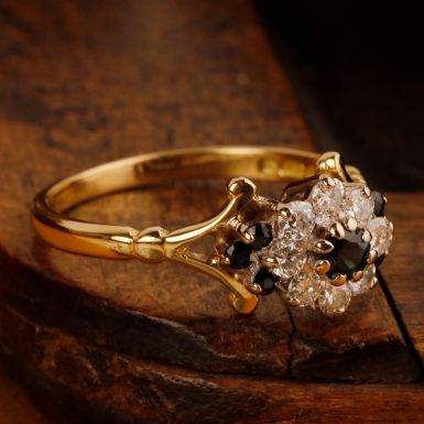 Pre-Owned Vintage 1976 18ct Sapphire & Diamond Cluster Ring